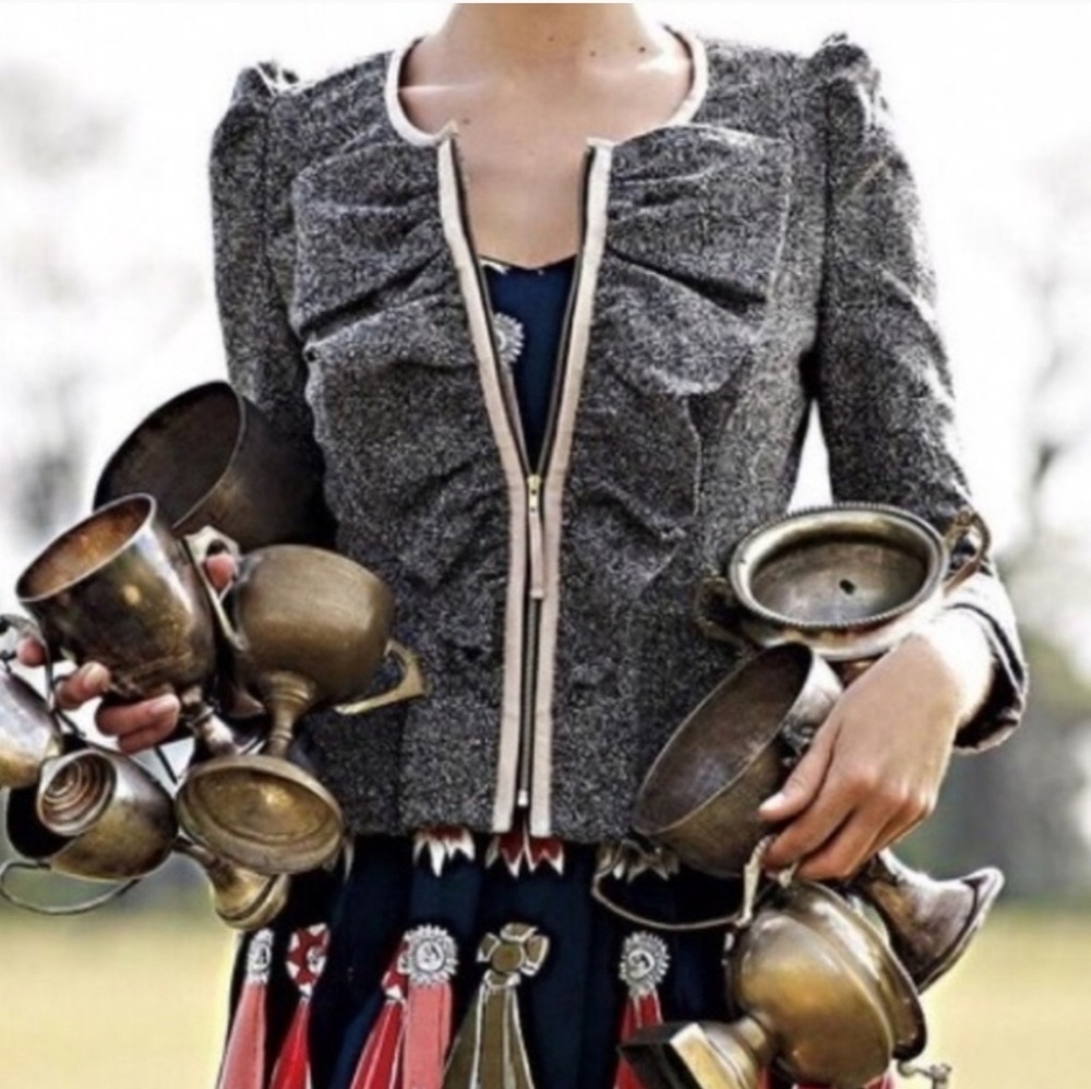 Anthropologie Elevenses Half Pass Ruffle Jacket